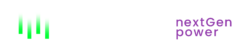 Logo der Firma AURORA nextGen power mit einem stilisierten Icon, das die Aurora Borealis symbolisiert, und dem Firmennamen in moderner Schrift.