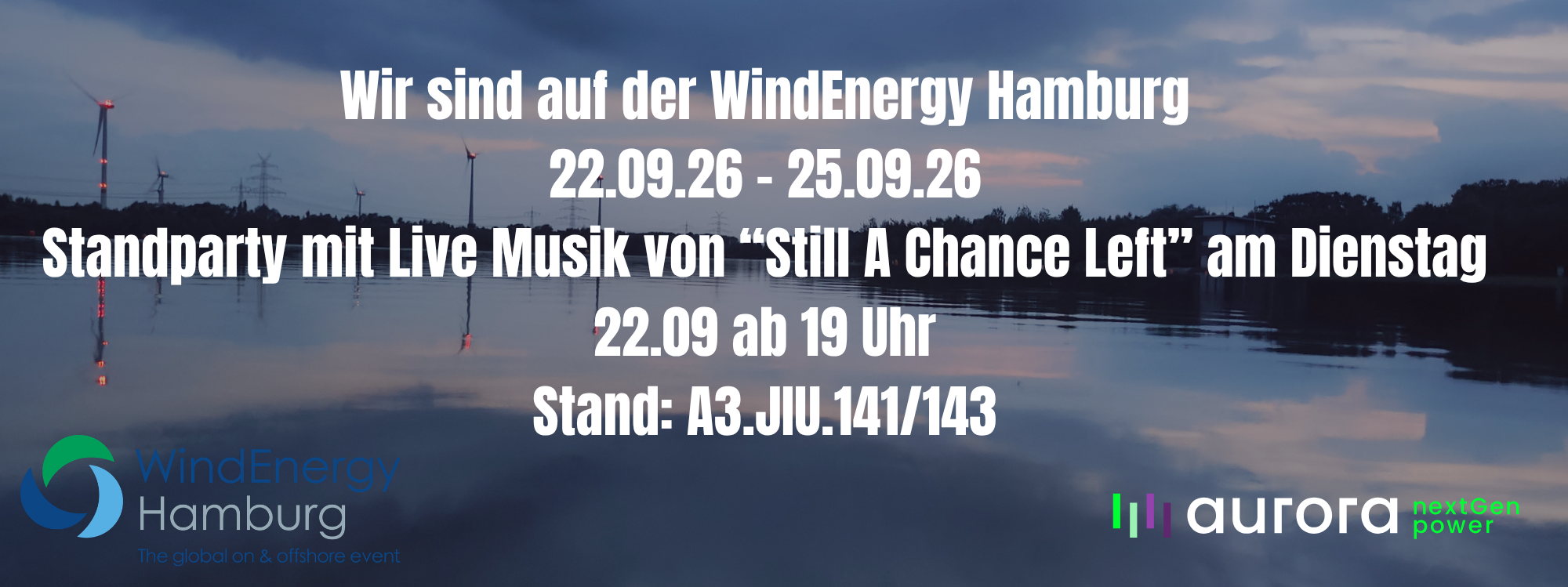 AURORA NextGen Power auf der WindEnergy Hamburg 2026 mit Stand- und Veranstaltungsinformationen