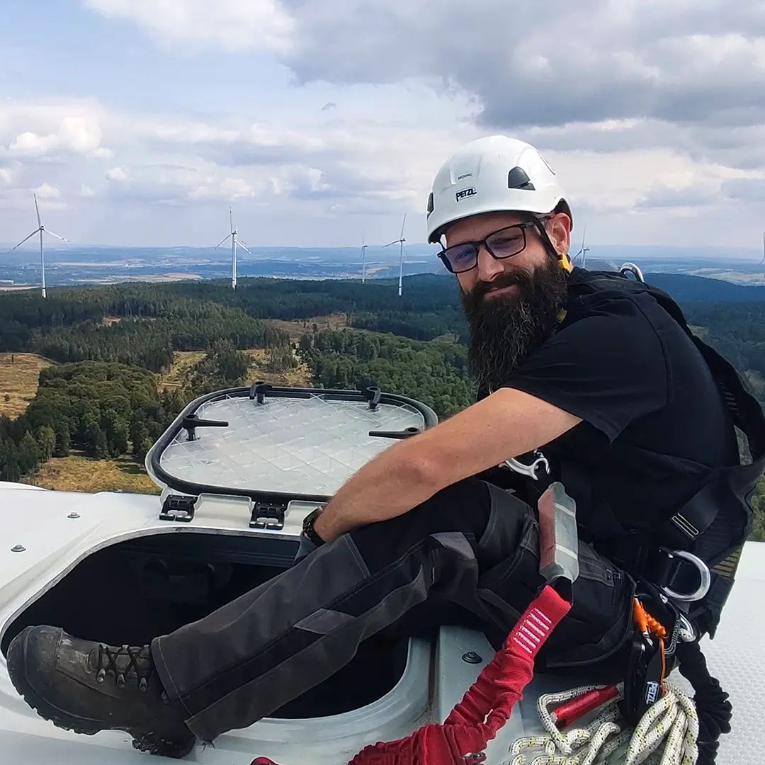 Guido Bröring auf einer Windenergieanlage